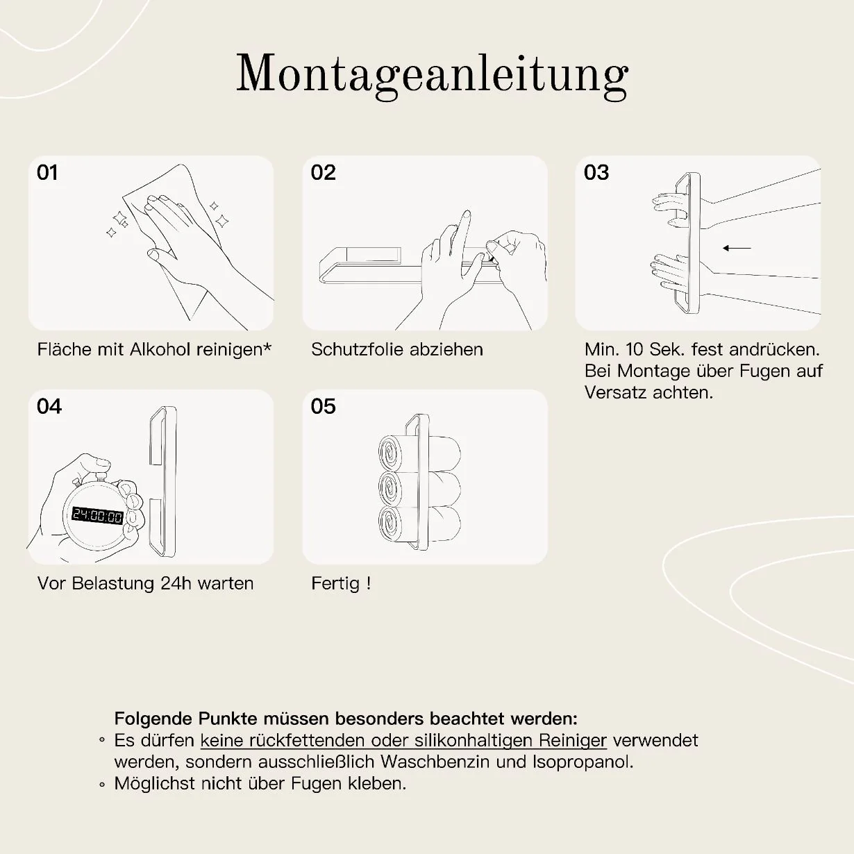 Gästehandtuchhalter ohne Bohren Weiß - Image 6