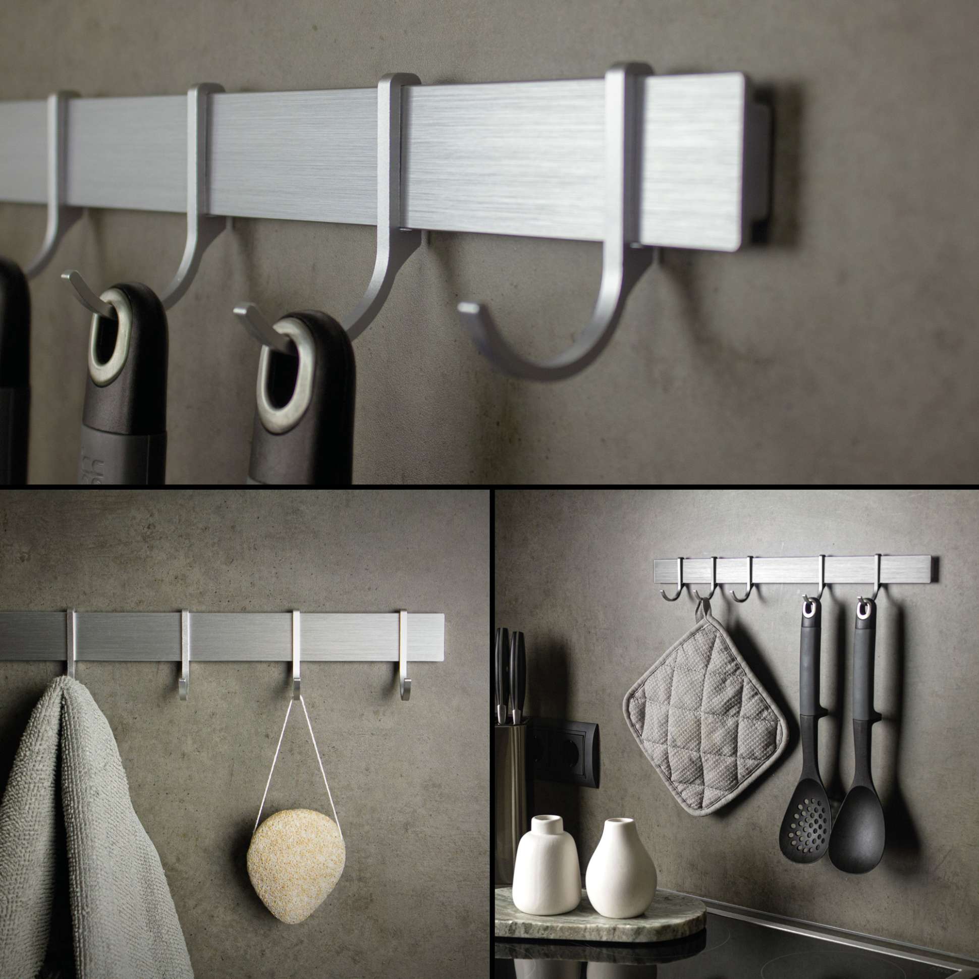 Hakenleiste Küchenleiste selbstklebend Silber - Image 3