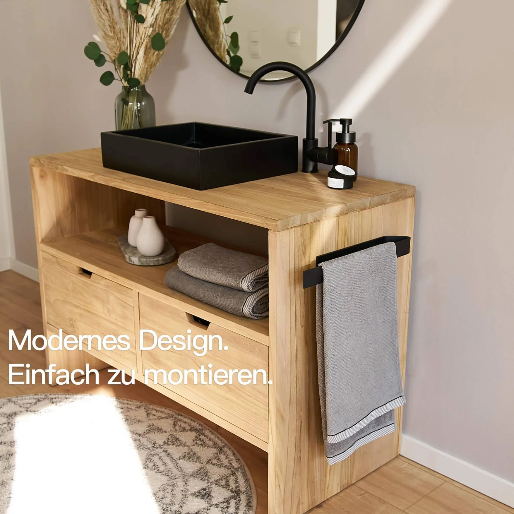 Handtuchhalter ohne Bohren Schwarz - Image 3