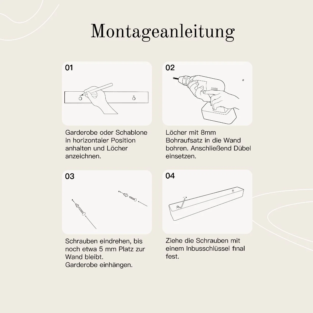 Minimalistische Wandgarderobe Weiß - Image 14
