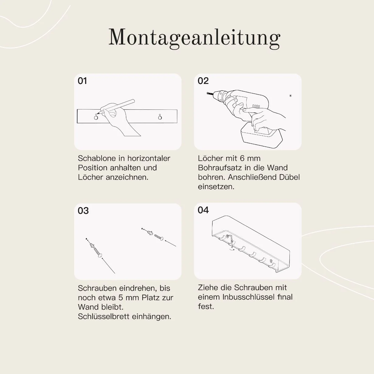 Minimalistisches Schlüsselbrett Schwarz - Image 6
