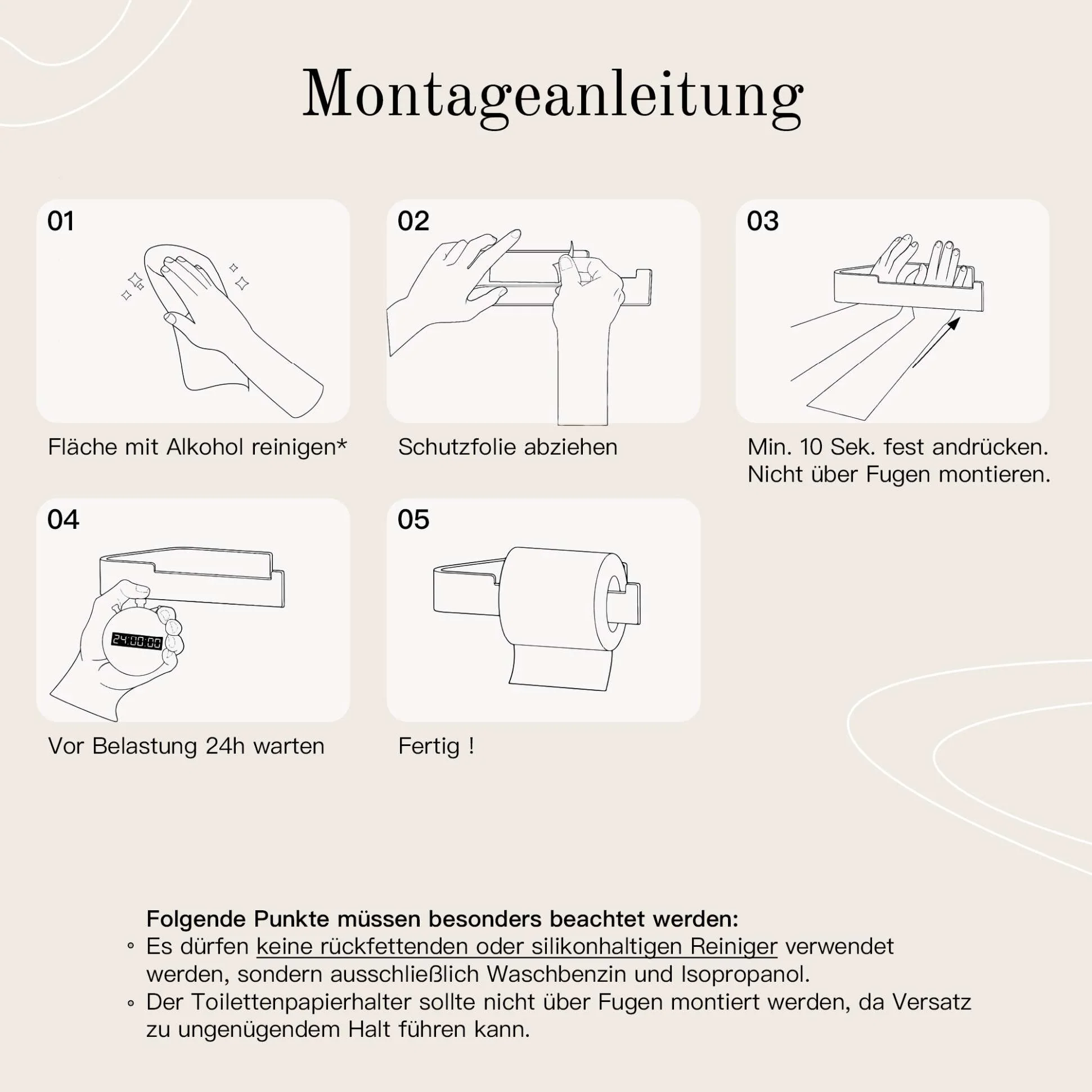Toilettenpapierhalter ohne Bohren Silbergrau gebürstet - Image 7