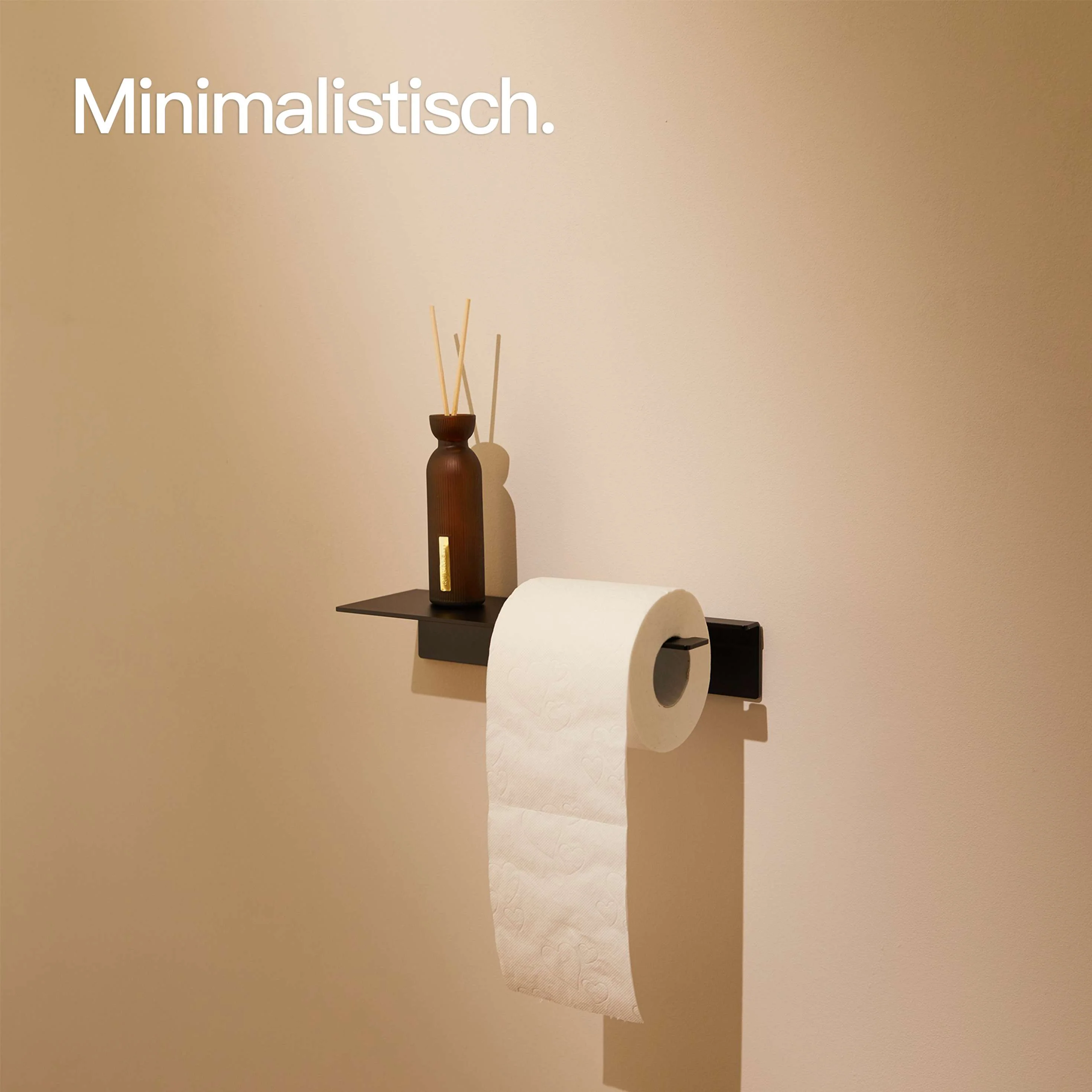 Toilettenpapierhalter ohne Bohren mit Ablage Schwarz - Image 3