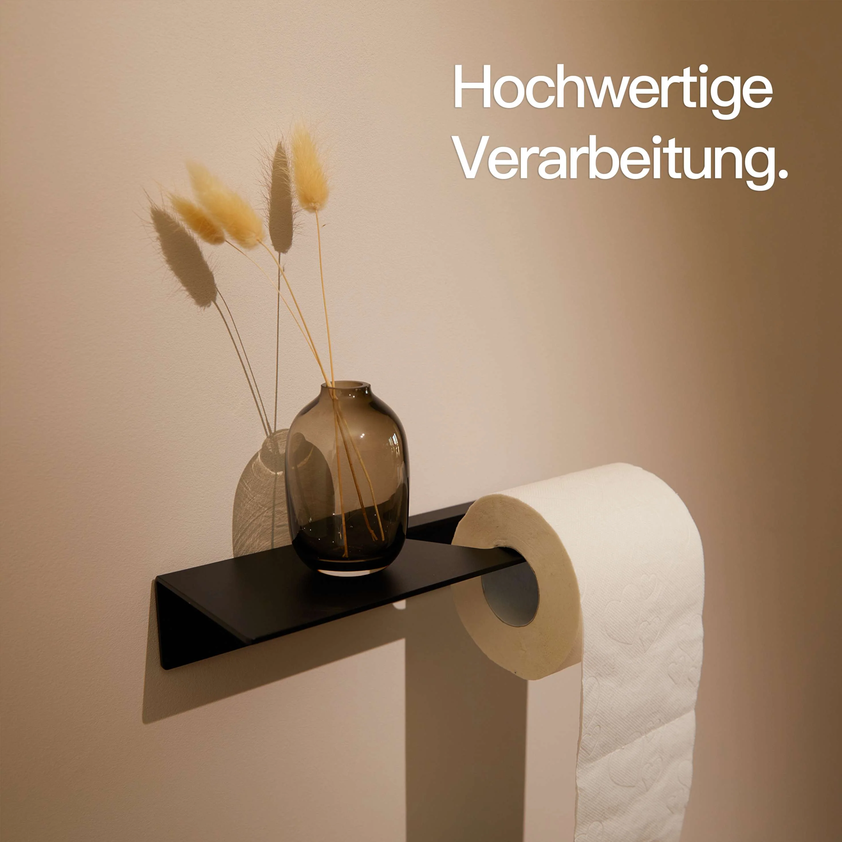 Toilettenpapierhalter ohne Bohren mit Ablage Schwarz - Image 6