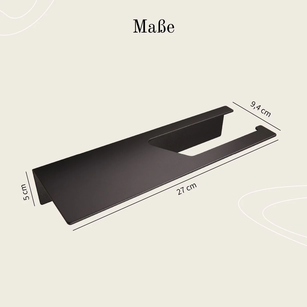 Toilettenpapierhalter ohne Bohren mit Ablage Schwarz - Image 8
