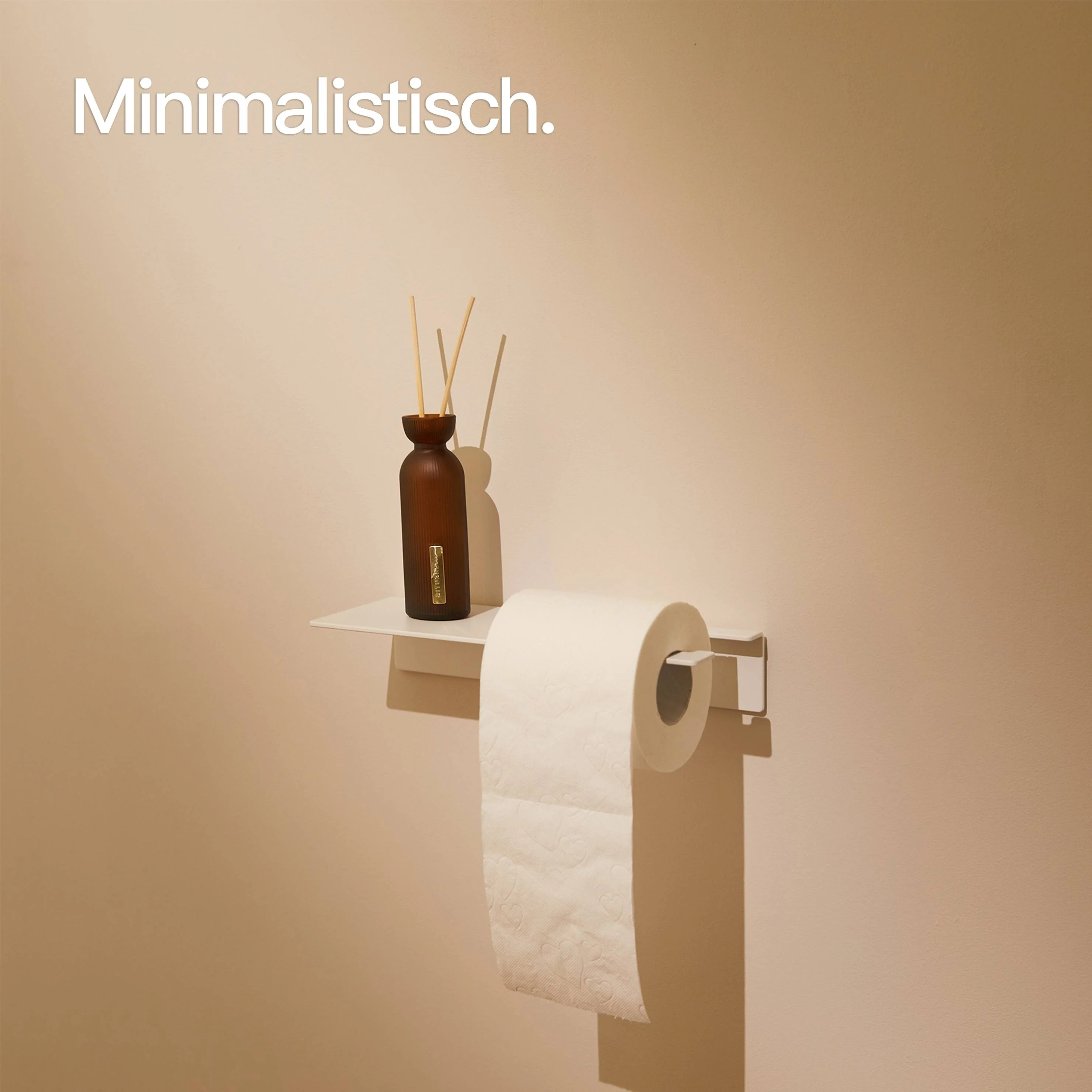 Toilettenpapierhalter ohne Bohren mit Ablage Weiß - Image 3