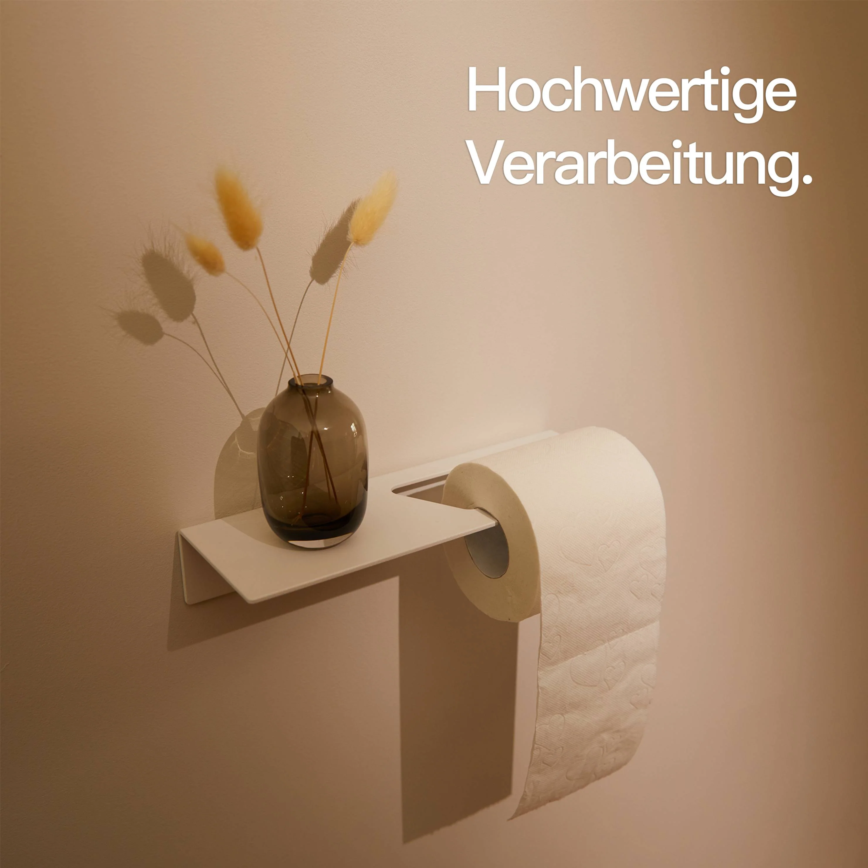 Toilettenpapierhalter ohne Bohren mit Ablage Weiß - Image 6
