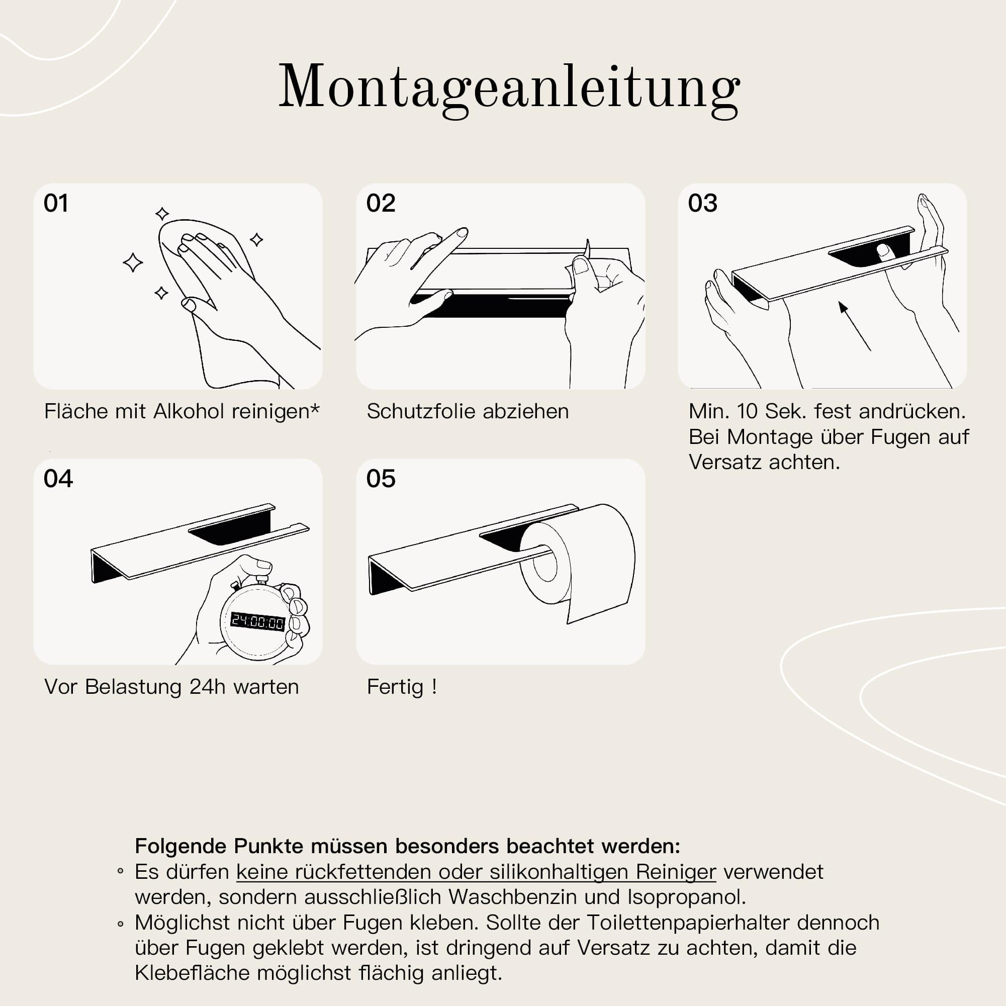 Toilettenpapierhalter ohne Bohren mit Ablage Weiß - Image 7