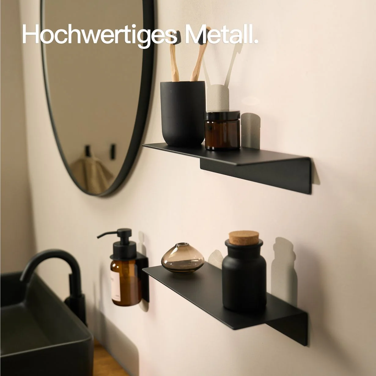 Wandregal ohne Bohren Schwarz - Image 2
