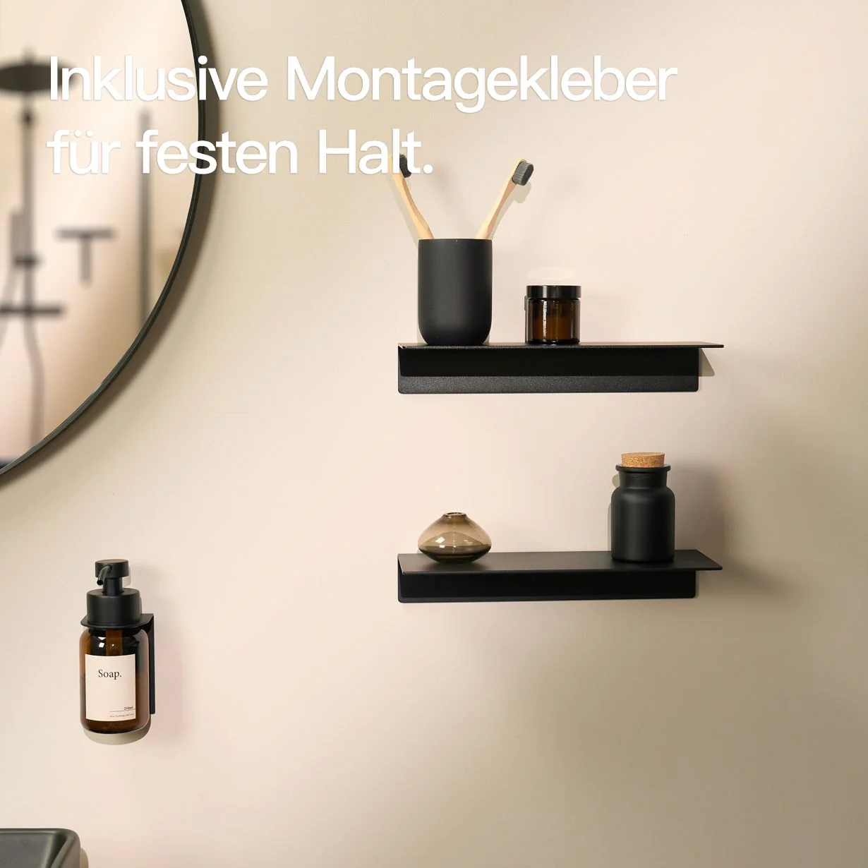Wandregal ohne Bohren Schwarz - Image 4