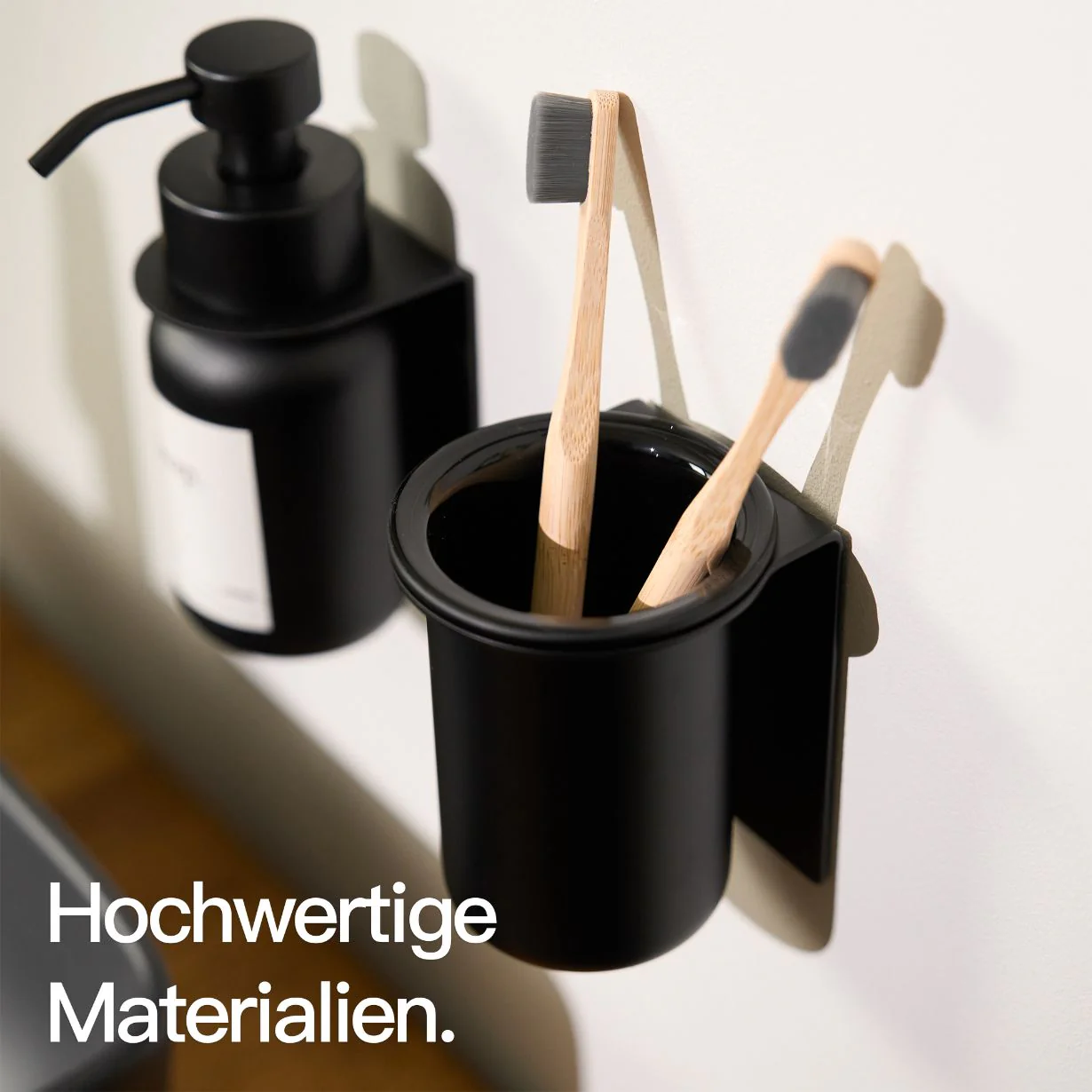 Glas Zahnbürstenhalter Wandmontage ohne Bohren Schwarz - Image 12