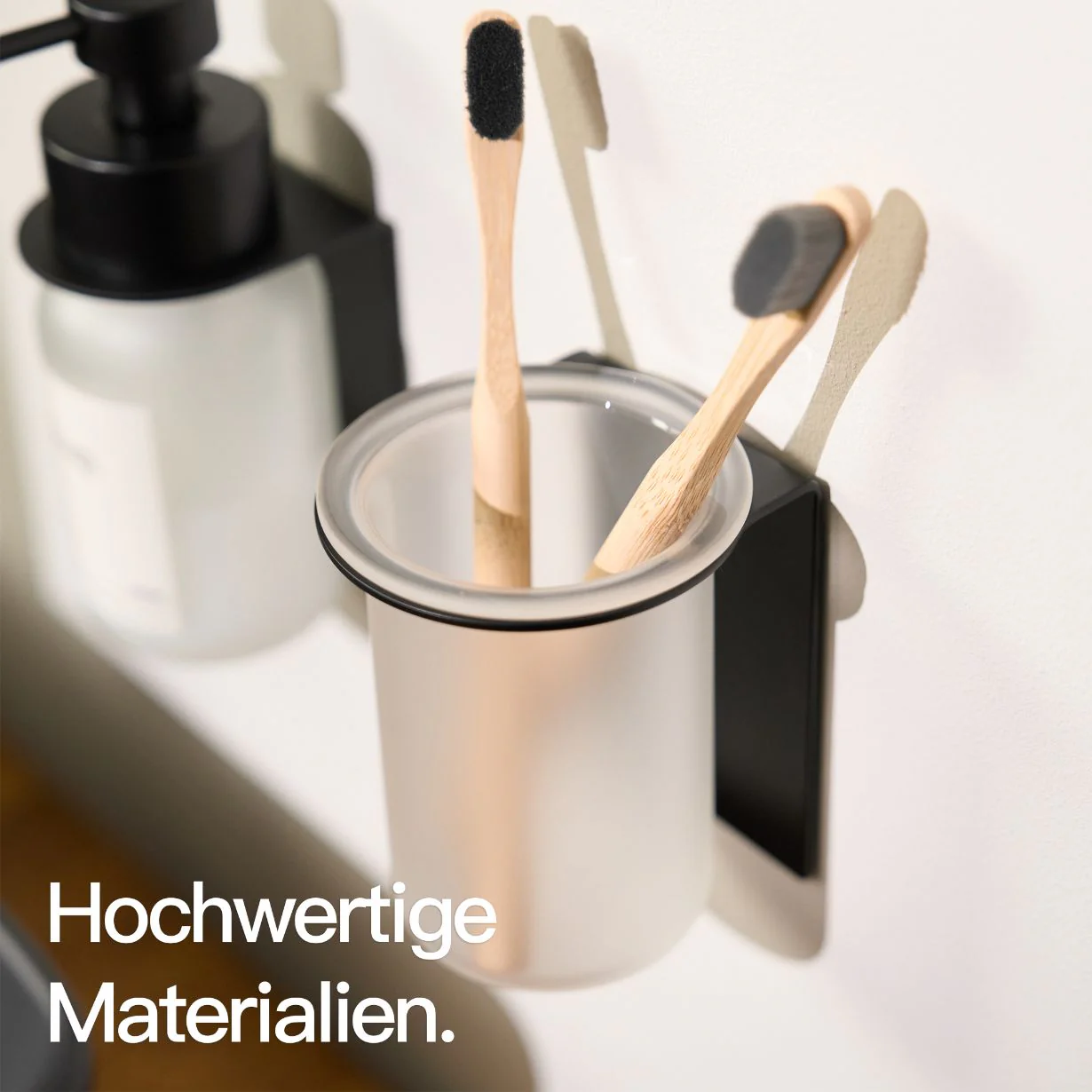 Glas Zahnbürstenhalter Wandmontage ohne Bohren Schwarz - Image 19