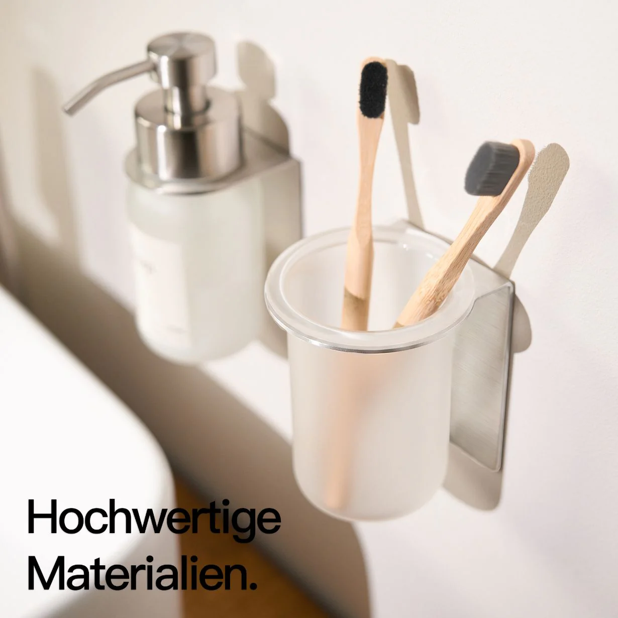 Glas Zahnbürstenhalter Wandmontage ohne Bohren Silber - Image 4
